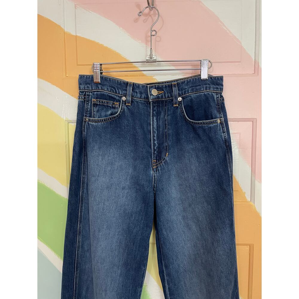 ✨Veronica Beard Womens Taylor Wide Leg Denim Raw Hem Silk Blend Jeans Size 28 - Picture 6 of 11